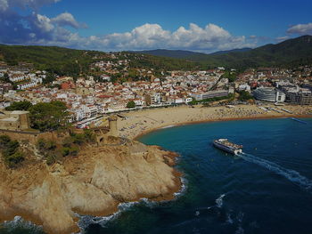 High angle view of town