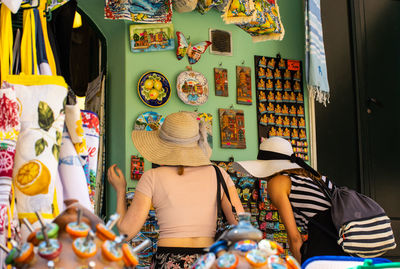 Rear view of woman wearing hat