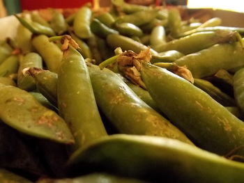 Close-up of green peas for sale