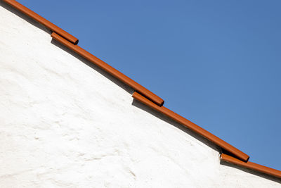 Low angle view of building against clear blue sky