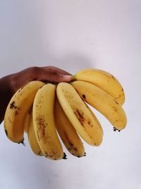 Close-up of bananas against white background