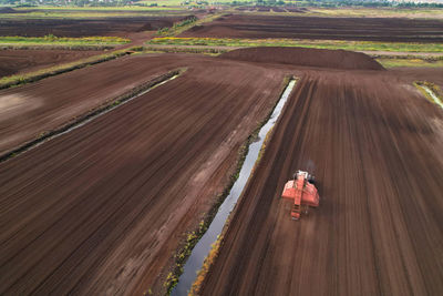 High angle view of agricultural field