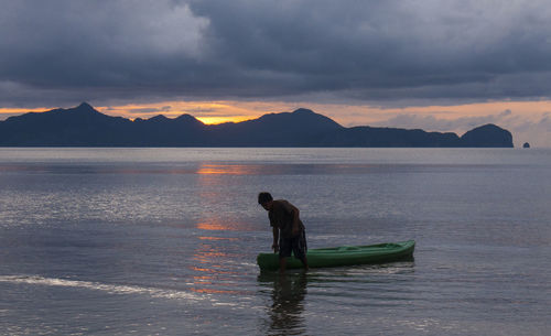 Scenic view of sea at sunset