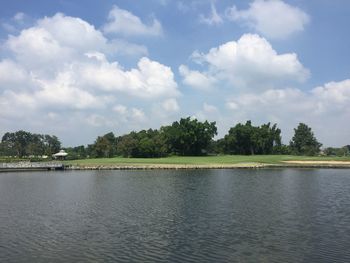 Scenic view of lake against sky