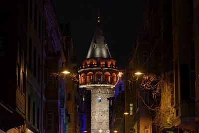 Low angle view of illuminated building