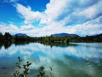 Scenic view of lake against sky