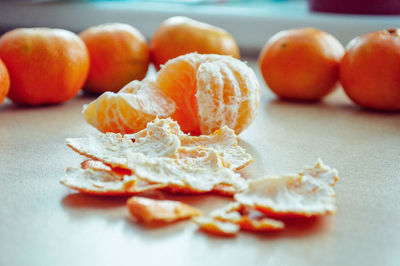 Close-up of orange fruits on table