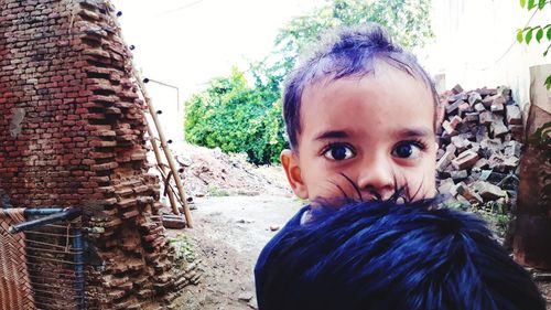 Close-up portrait of smiling boy