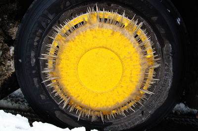 Close-up of yellow tire