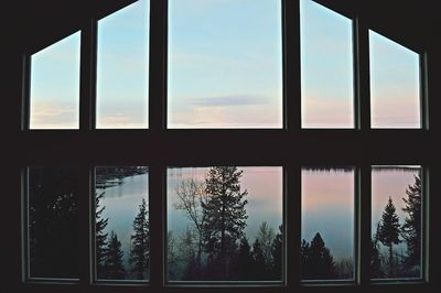 Full frame shot of lake seen through window