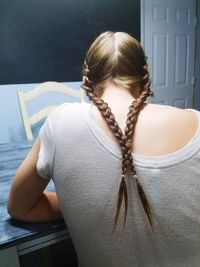 Rear view of senior woman