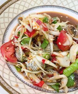 Close-up of salad served in plate