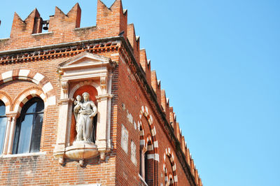 Low angle view of statue against clear sky