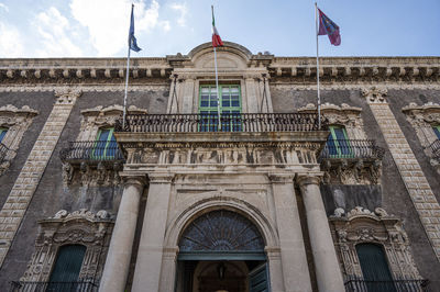 The beautiful facade of the benedectine monastery of catania