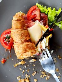 Close-up of fresh breakfast served in plate