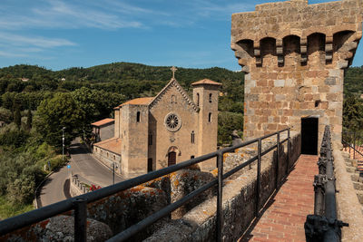 High angle view of castle against sky