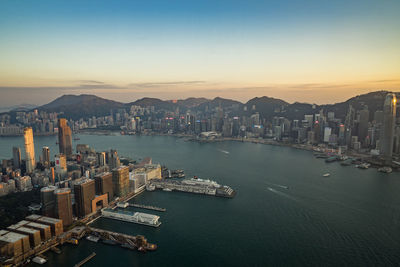 Aerial view of city at waterfront