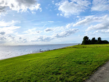 Scenic view of land against sky