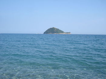 Scenic view of sea against clear sky