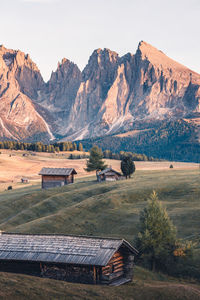 Scenic view of landscape and mountains against sky