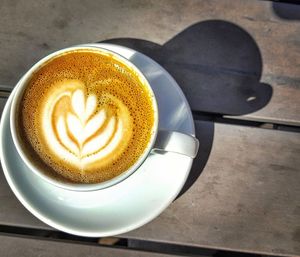 Directly above shot of cappuccino on table