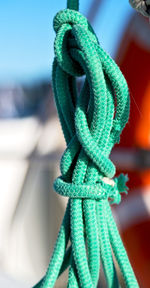 Close-up of rope tied on metal