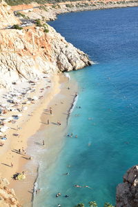 High angle view of people at beach