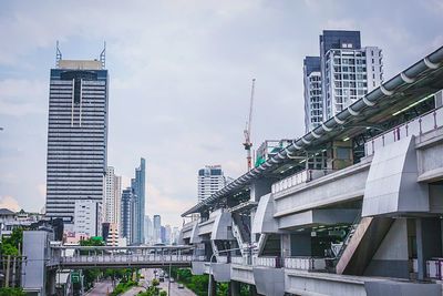 Low angle view of modern buildings against sky