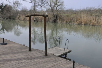 Wooden pier on lake