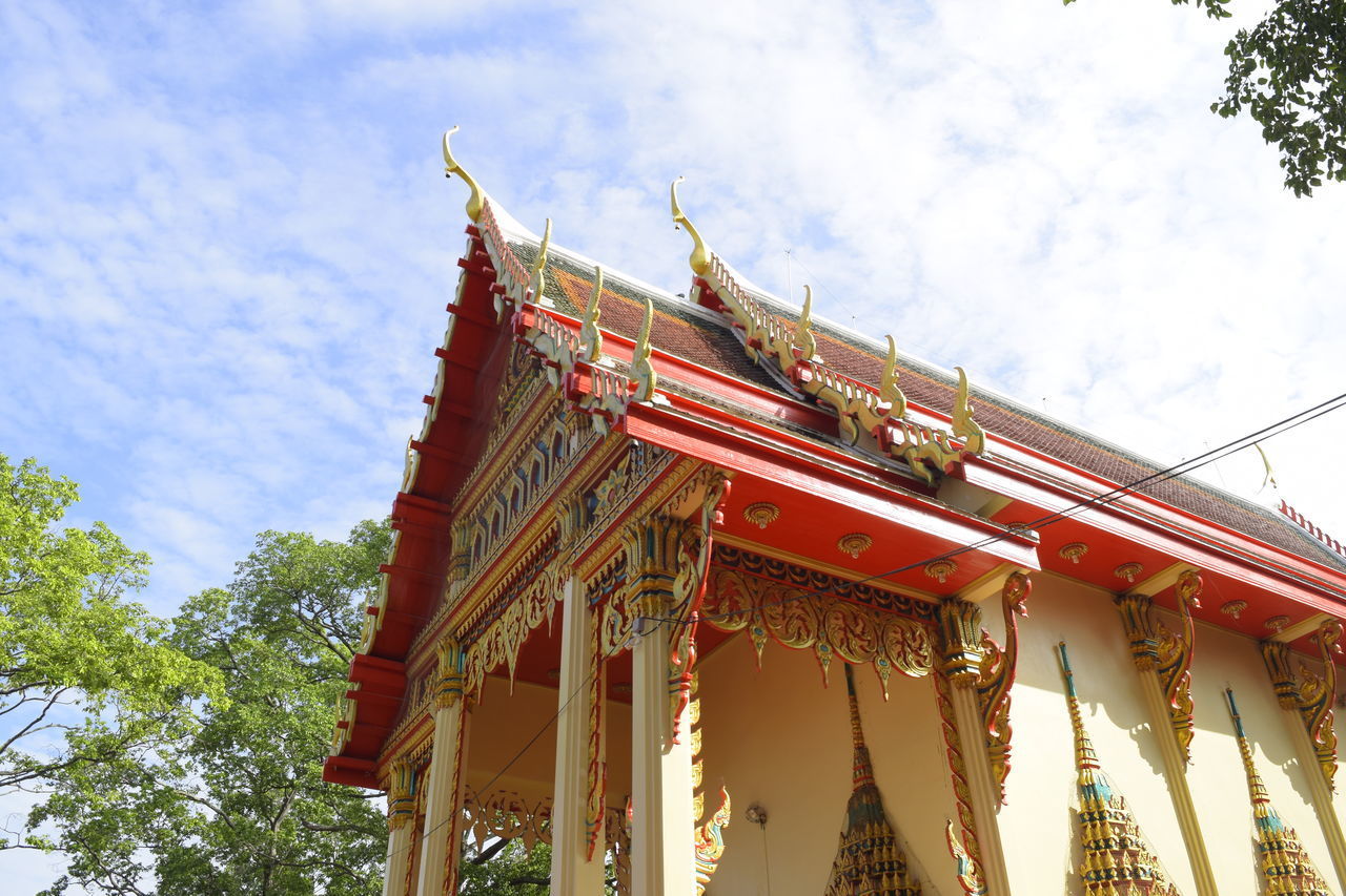 LOW ANGLE VIEW OF TEMPLE AGAINST BUILDING