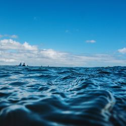 Scenic view of sea against blue sky