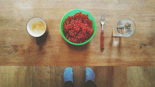 High angle view of fruits on table