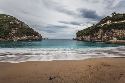 Scenic view of beach against sky