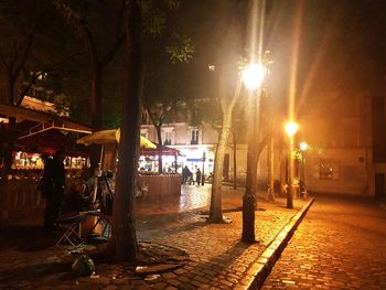 Illuminated street light at night