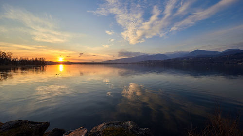 Scenic view of sea against sky during sunset