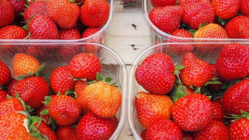 Full frame shot of strawberries in market