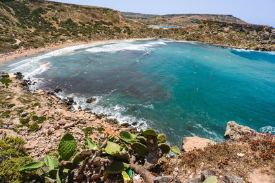 High angle view of beach against sky