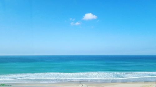 Scenic view of sea against blue sky