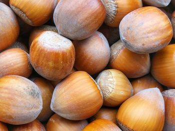 Full frame shot of hazelnuts for sale at market stall