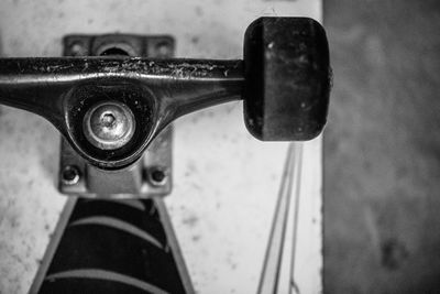 High angle view of faucet on bicycle