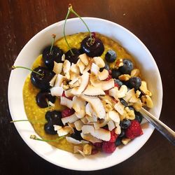 Close-up of breakfast served in bowl