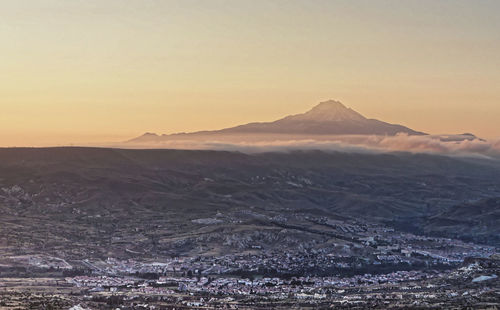 Scenic view of mountains against clear sky