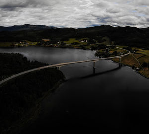 High angle view of lake against sky