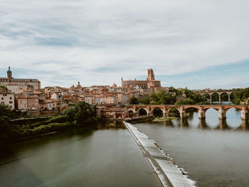 Bridge over river against sky