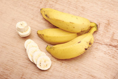 High angle view of bread on cutting board