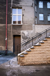 Staircase of building in city during winter