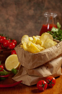 Close-up of strawberries on table