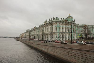 View of buildings against cloudy sky