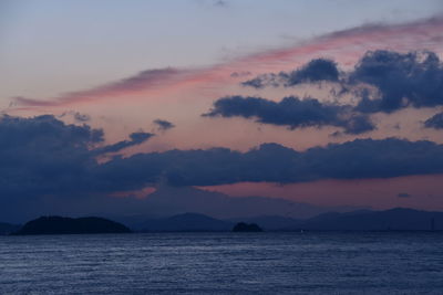 Scenic view of sea against dramatic sky