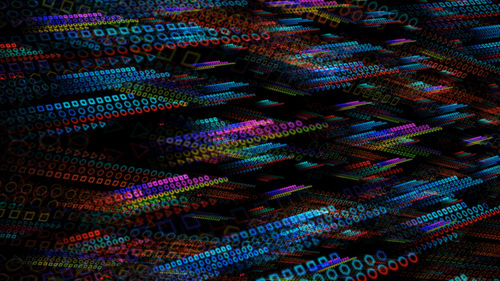 Quantum computer digital blue red futuristic technology big data dimension holographic polygon